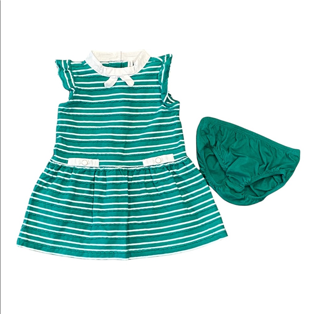 Janie and Jack green dress with bloomers